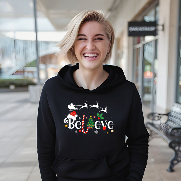 Believe Christmas Hoodie – Cozy Holiday Graphic Pullover