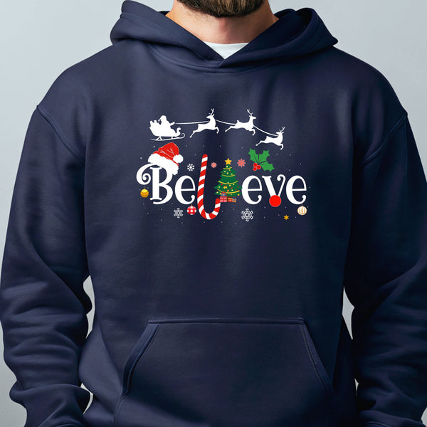 Believe Christmas Hoodie – Cozy Holiday Graphic Pullover
