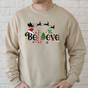 Believe Christmas Sweatshirt – Cozy Holiday Crewneck Sweater