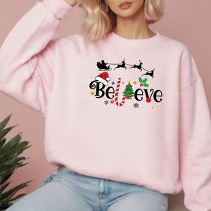 Believe Christmas Sweatshirt – Cozy Holiday Crewneck Sweater