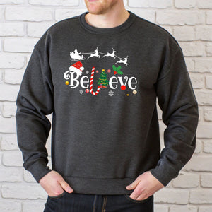 Believe Christmas Sweatshirt – Cozy Holiday Crewneck Sweater