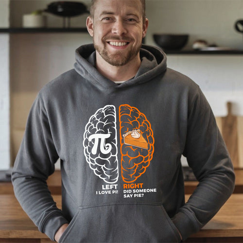 Left Brain Right Brain Hoodie – Funny Pi Day Geek Pullover