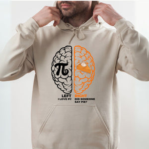 Left Brain Right Brain Hoodie – Funny Pi Day Geek Pullover