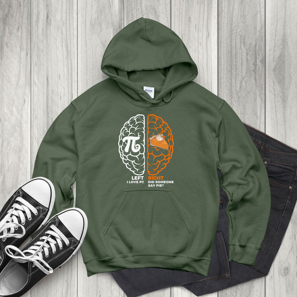 Left Brain Right Brain Hoodie – Funny Pi Day Geek Pullover
