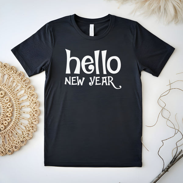 Hello New Year Shirt – Minimalist Happy New Year Graphic Tee