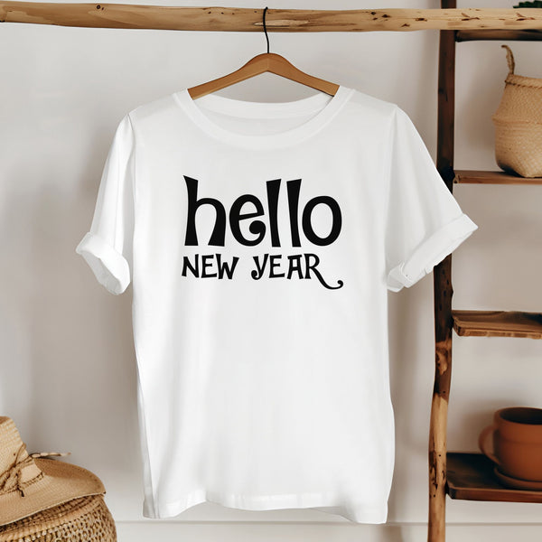 Hello New Year Shirt – Minimalist Happy New Year Graphic Tee