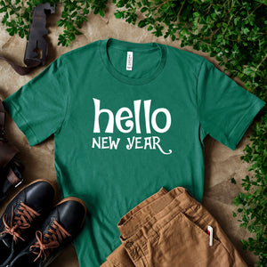 Hello New Year Shirt – Minimalist Happy New Year Graphic Tee