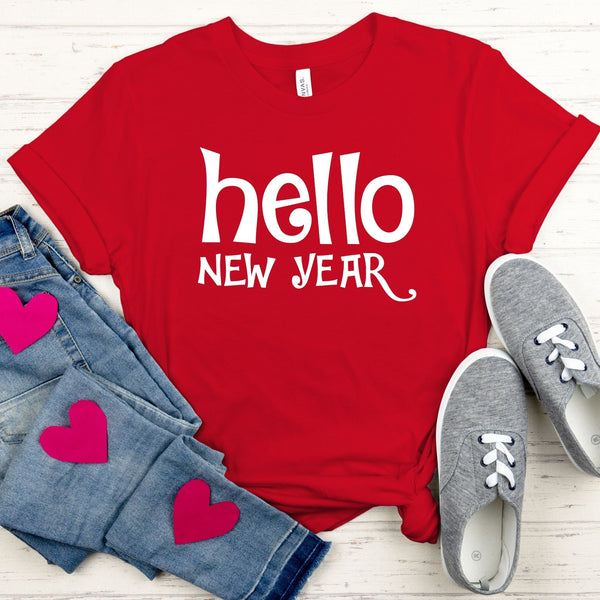 Hello New Year Shirt – Minimalist Happy New Year Graphic Tee