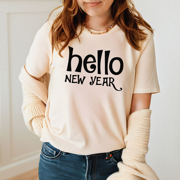 Hello New Year Shirt – Minimalist Happy New Year Graphic Tee