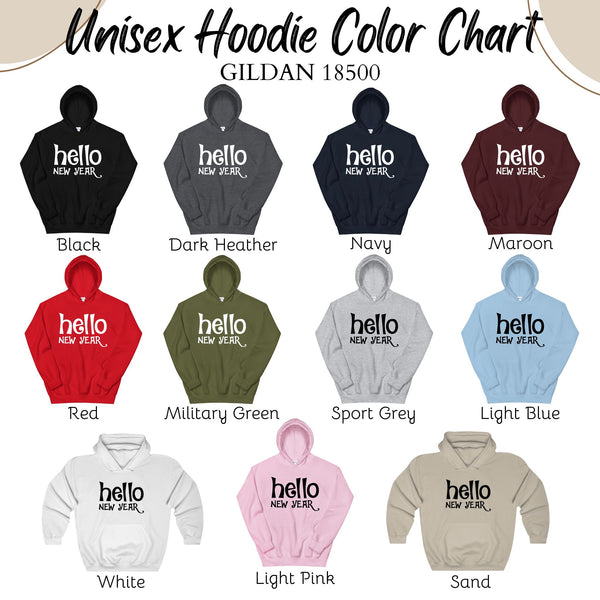 Hello New Year Hoodie – Minimalist Happy New Year Pullover