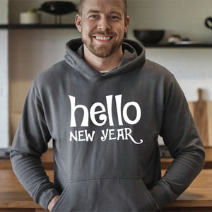 Hello New Year Hoodie – Minimalist Happy New Year Pullover