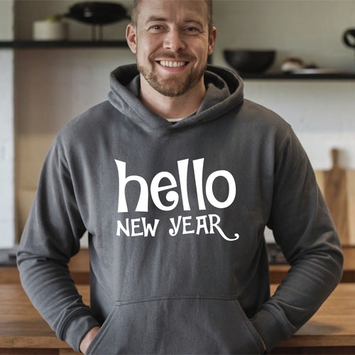 Hello New Year Hoodie – Minimalist Happy New Year Pullover