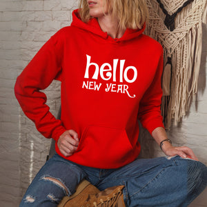 Hello New Year Hoodie – Minimalist Happy New Year Pullover