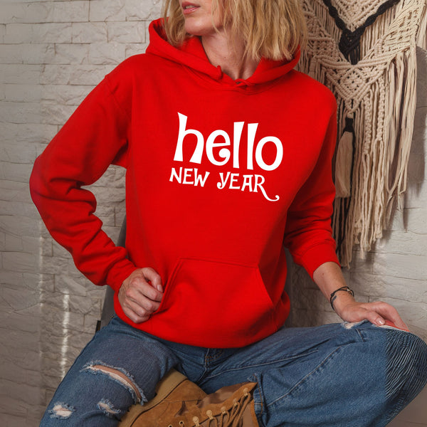 Hello New Year Hoodie – Minimalist Happy New Year Pullover