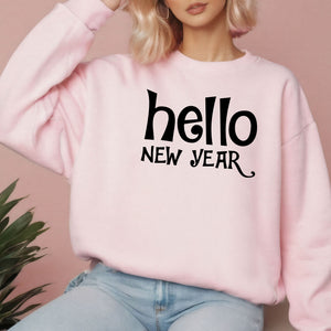 Hello New Year Sweatshirt – Minimalist Happy New Year Crewneck