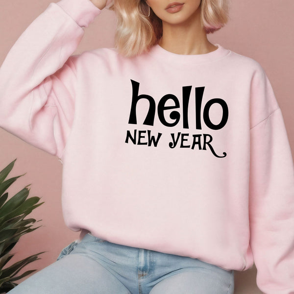 Hello New Year Sweatshirt – Minimalist Happy New Year Crewneck