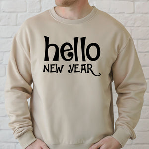 Hello New Year Sweatshirt – Minimalist Happy New Year Crewneck