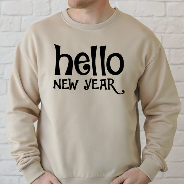 Hello New Year Sweatshirt – Minimalist Happy New Year Crewneck
