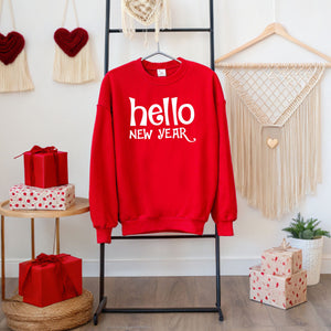 Hello New Year Sweatshirt – Minimalist Happy New Year Crewneck