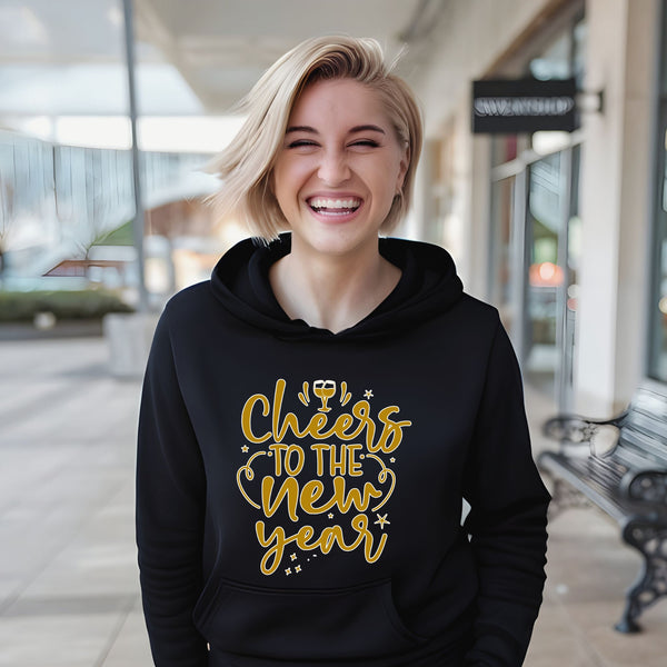 Cheers To The New Year Hoodie – Festive NYE Champagne Party Hoodie