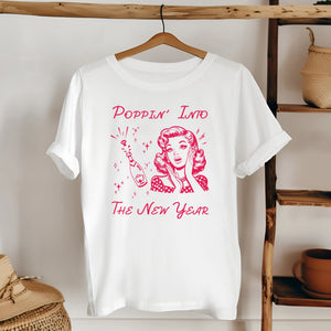 Poppin' Into The New Year Shirt – Retro Champagne Party Tee