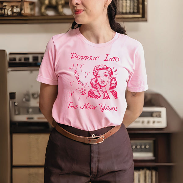 Poppin' Into The New Year Shirt – Retro Champagne Party Tee