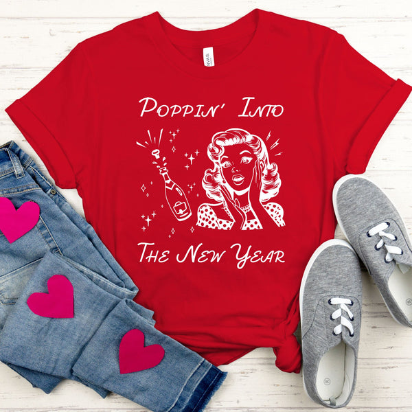 Poppin' Into The New Year Shirt – Retro Champagne Party Tee