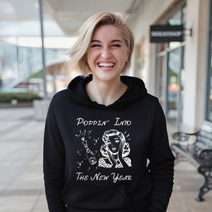 Poppin' Into The New Year Hoodie – Retro Champagne Party Pullover