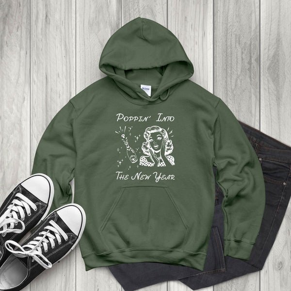 Poppin' Into The New Year Hoodie – Retro Champagne Party Pullover