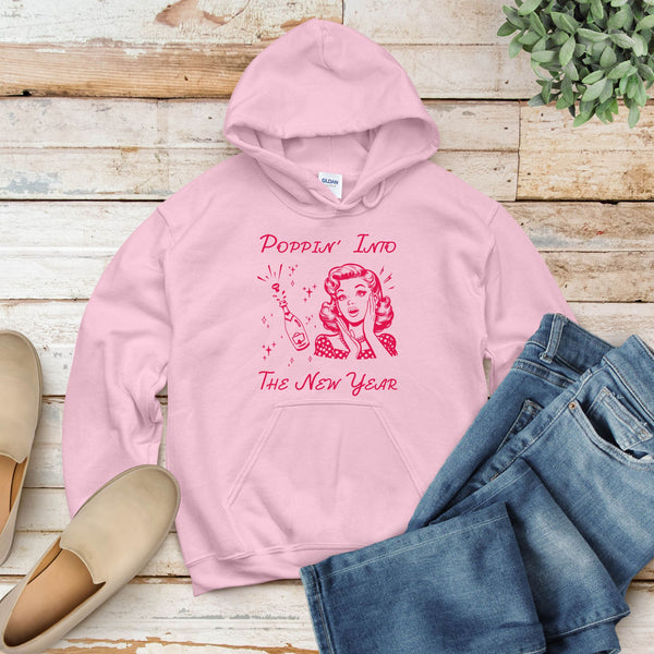 Poppin' Into The New Year Hoodie – Retro Champagne Party Pullover