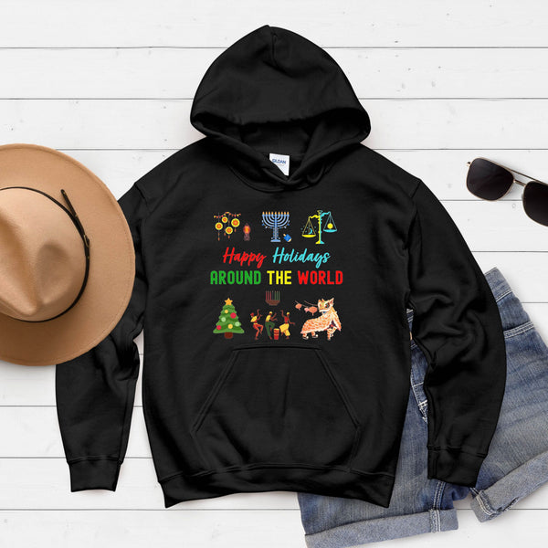 Happy Holidays Around The World Hoodie – Multicultural Holiday Pullover
