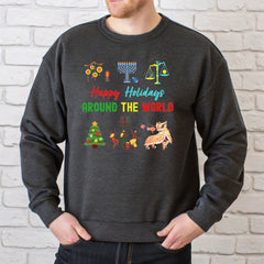 Happy Holidays Around The World Sweatshirt – Multicultural Holiday Crewneck
