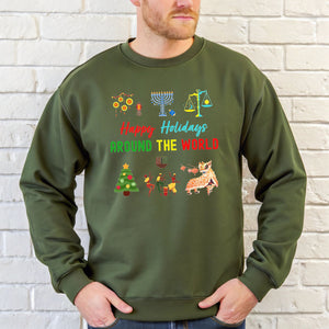 Happy Holidays Around The World Sweatshirt – Multicultural Holiday Crewneck