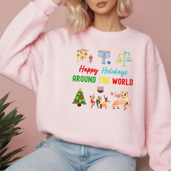 Happy Holidays Around The World Sweatshirt – Multicultural Holiday Crewneck