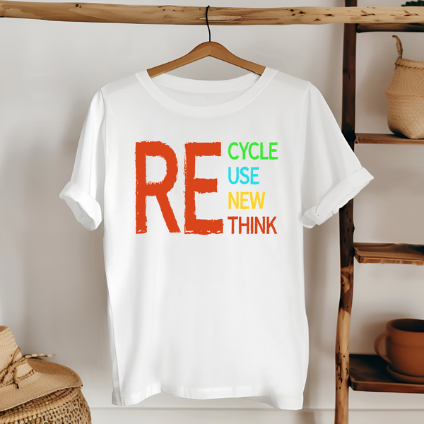 Recycle Reuse Renew Rethink T-Shirt – Eco-Friendly Earth Day Tee