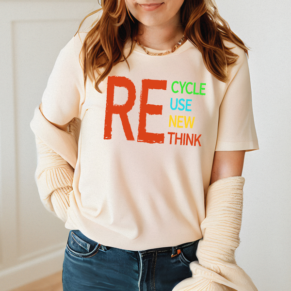 Recycle Reuse Renew Rethink T-Shirt – Eco-Friendly Earth Day Tee