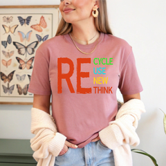 Recycle Reuse Renew Rethink T-Shirt – Eco-Friendly Earth Day Tee