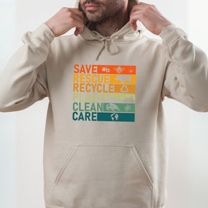 Save Rescue Recycle Plant Clean Care Hoodie – Eco Style