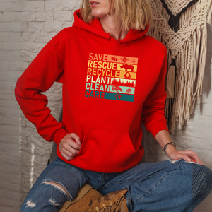 Save Rescue Recycle Plant Clean Care Hoodie – Eco Style