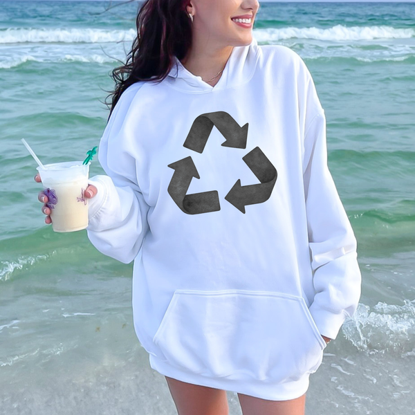 Earth Day Recycle Logo Hoodie – Eco Graphic Pullover