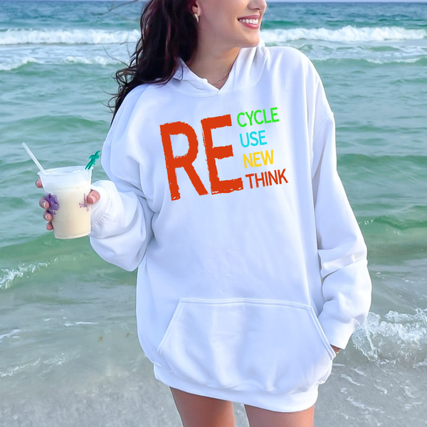 Recycle Reuse Renew Rethink Hoodie – Eco Earth Day Pullover