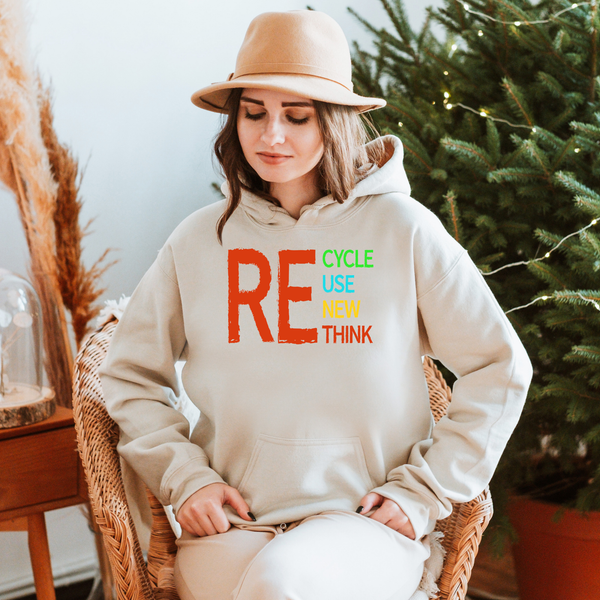 Recycle Reuse Renew Rethink Hoodie – Eco Earth Day Pullover