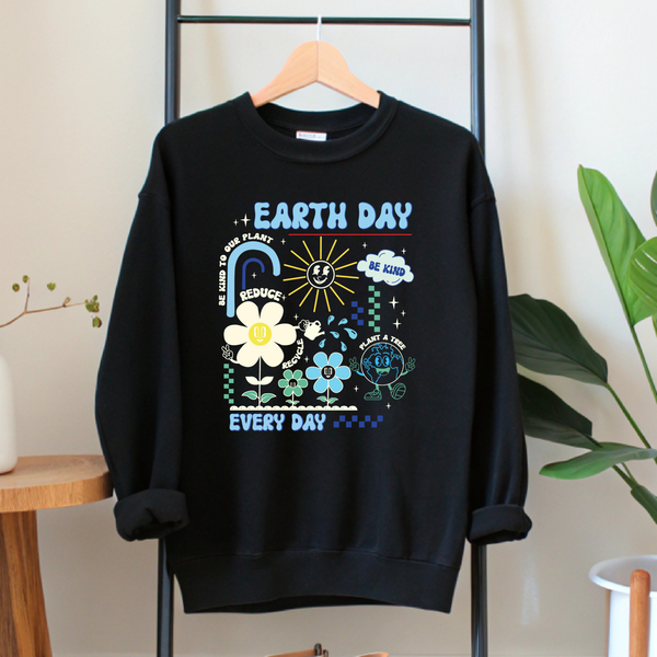 Earth Day Sweatshirt – Retro Eco Crewneck for Planet Lovers