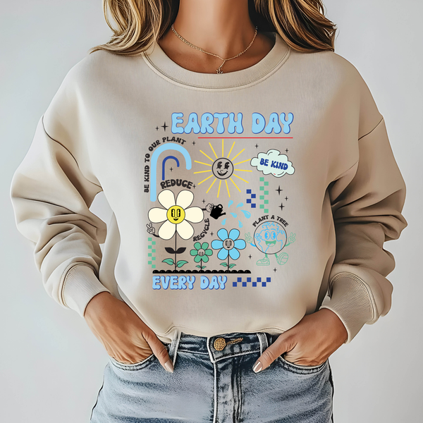 Earth Day Sweatshirt – Retro Eco Crewneck for Planet Lovers