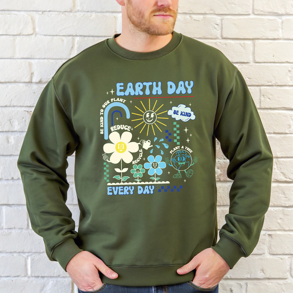 Earth Day Sweatshirt – Retro Eco Crewneck for Planet Lovers