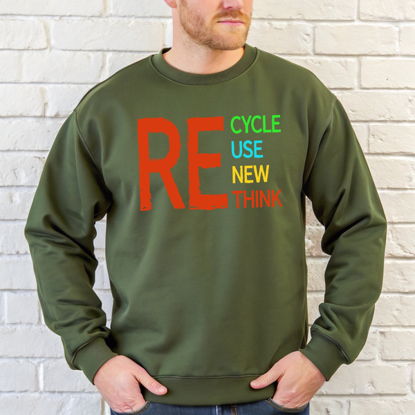 Recycle Reuse Renew Rethink Sweatshirt – Eco Message Crewneck