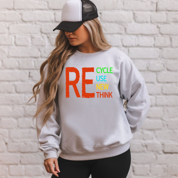 Recycle Reuse Renew Rethink Sweatshirt – Eco Message Crewneck