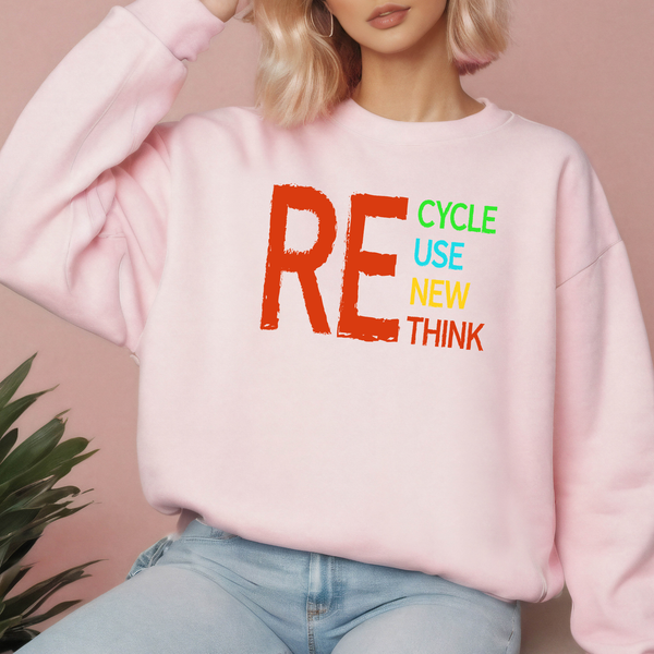 Recycle Reuse Renew Rethink Sweatshirt – Eco Message Crewneck