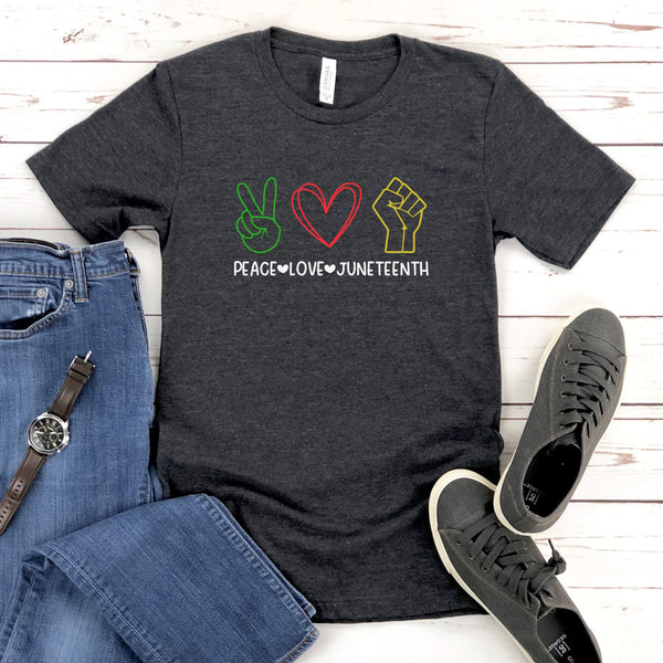 Peace Love Juneteenth T-Shirt – Celebrate Freedom with Unity & Pride