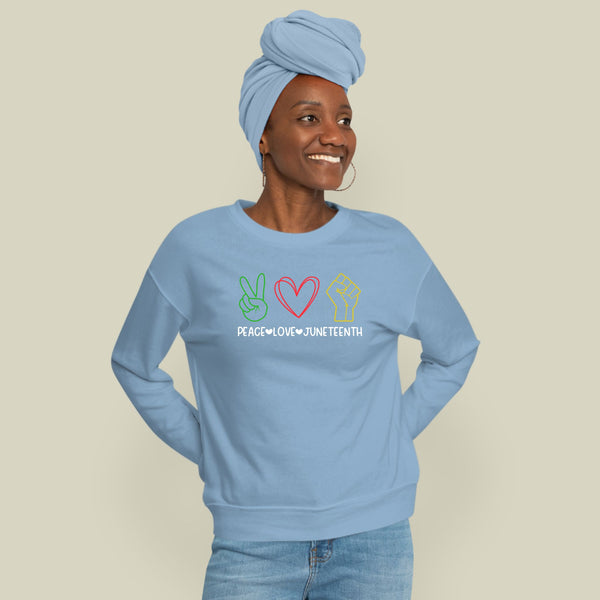 Peace Love Juneteenth Sweatshirt – Celebrate Freedom in Cozy Style